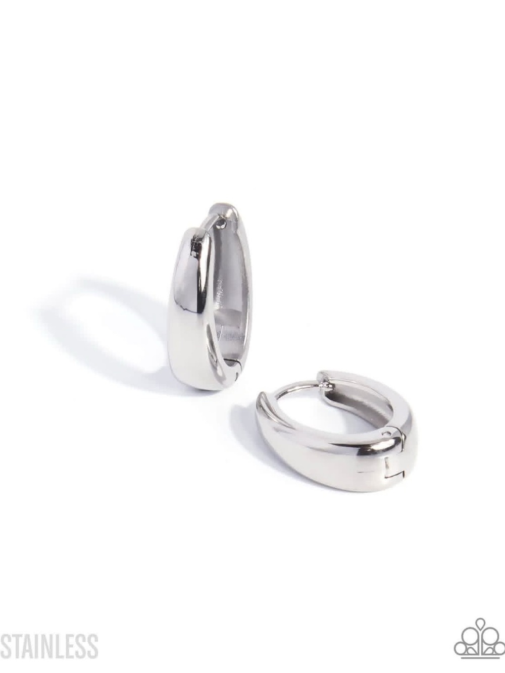 Sleek Silver Stainless Huggie Hoop Earrings
